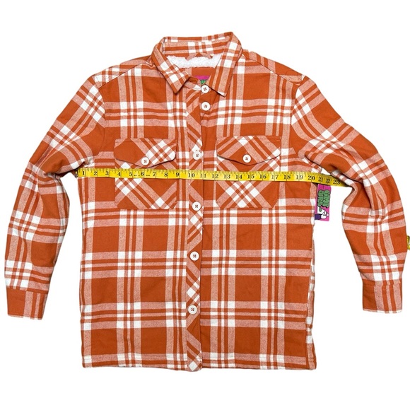 Empyre Women’s Flannel Sherpa Long Sleeve Jacket Color Orange White - Picture 8 of 13